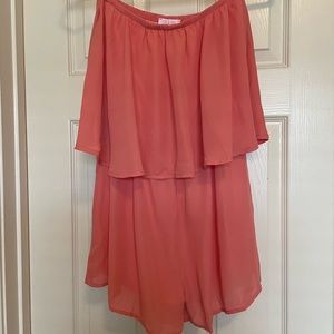 Pink Lily Strapless Coral Romper/Jumpsuit